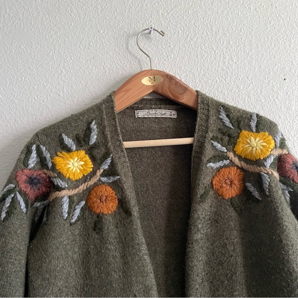 Embroidered Brown Cardigan Sweater - Picture 7 of 15
